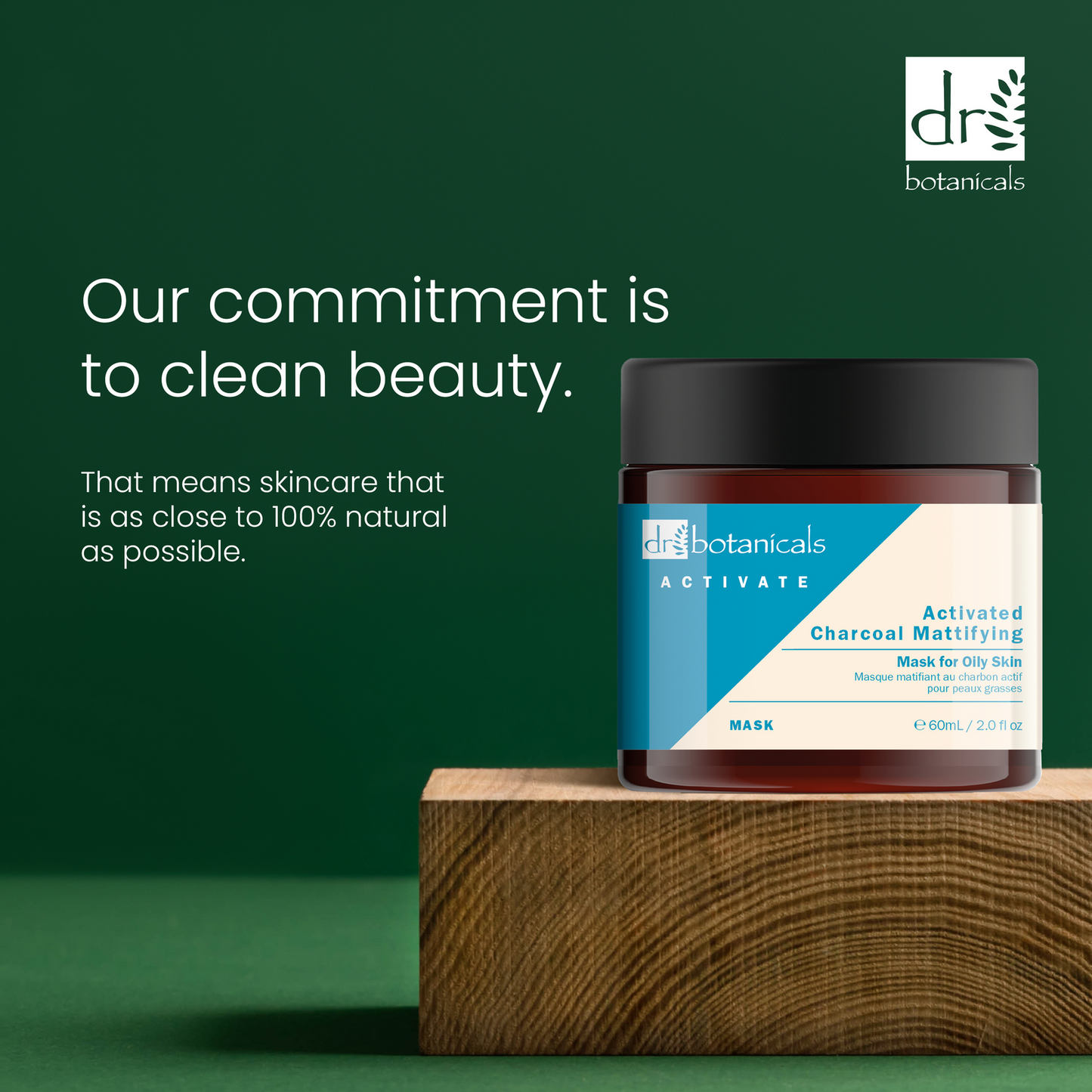 Masque matifiant au charbon actif Dr Botanicals Peau grasse - 60 ml