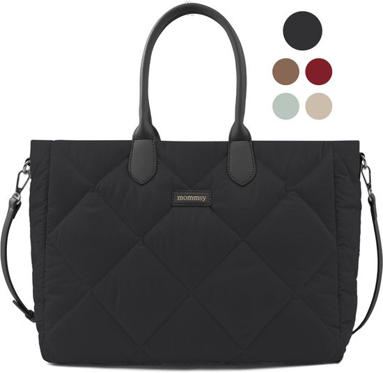Sac à langer Mommsy – Sac à langer – Mom Bag – Compartiment isotherme – Tissu matelassé – Mommy Bag – Très spacieux – Hydrofuge – Organiseur – Léger – Noir
