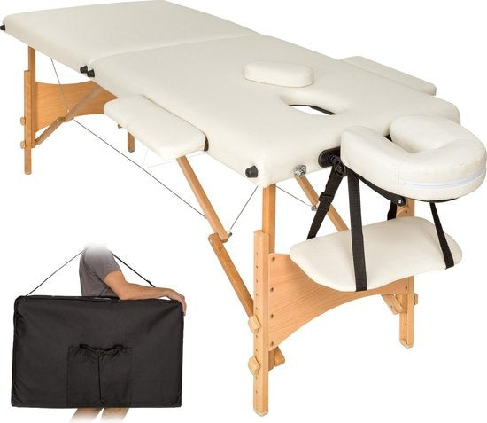 Table de massage mobile 2 zones beige - 5cm + sac de transport - 401462