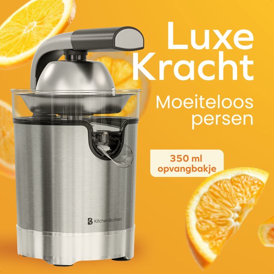 KitchenBrothers Presse-agrumes - Compact - Avec bec et levier de pression - 0.35L - acier inoxydable