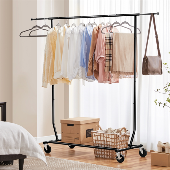 Porte-vêtements Yaheetech - Réglable de 129,5 à 189 cm - Sur roulettes - 90 kg - Noir