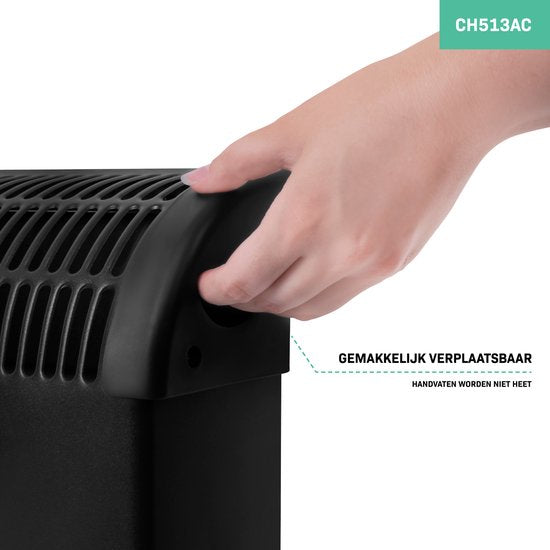 VONROC Chauffage électrique - Convecteur - 3 réglages : 750W/1250W/2000W - Thermostat réglable - Chauffe les pièces jusqu'à 24m2 - Boîtier très robuste - Silencieux - Noir
