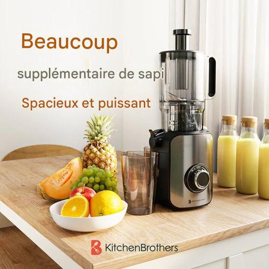 KitchenBrothers Extracteur de jus - Vertical - Presse-agrumes - Presse-légumes et fruits - 126 mm - 750 ml - Noir