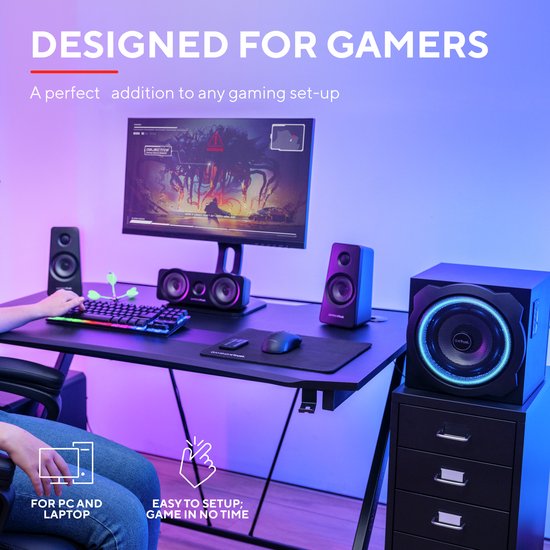 Trust GXT 658 Tytan - Ensemble d'enceintes gaming - Son surround 5.1 - Puissance de crête de 180 W - Noir