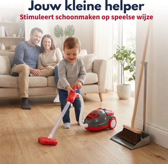 Aspirateur jouet Dirt Devil avec tuyau - avec effets sonores et particules tourbillonnantes - Jouet de nettoyage sans fil pour garçons et filles à partir de 3 ans - 88 x 15 x 12,5 cm - Rouge/Gris