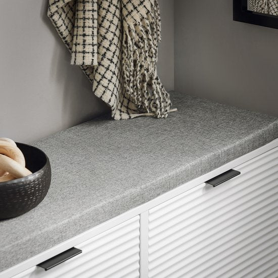 SoBuy FSR147-W Shoe Bench - Banc de rangement blanc avec 2 rabats et coussin