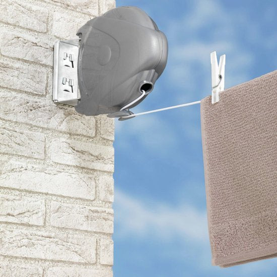 WENKO Ligne à linge Jumbo 15 mètres - Ligne à linge - Ligne à linge enroulable - Fil à linge à enroulement automatique