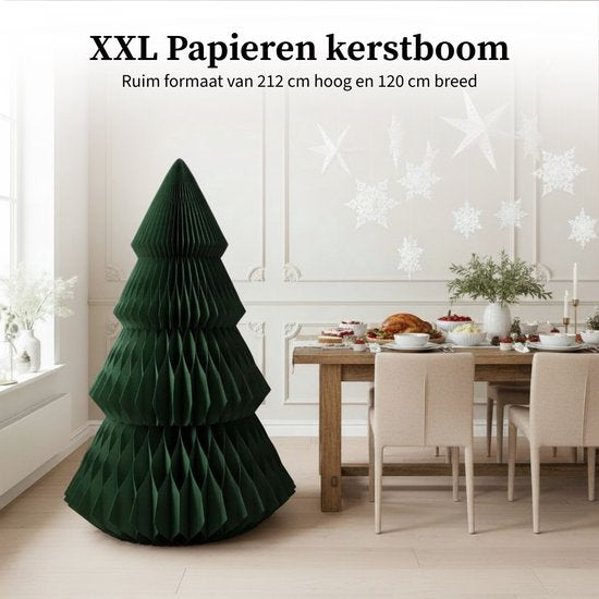 Mica Decorations Sapin de Noël en papier - Sapin de Noël artificiel pliable - H 212 x Ø 120 cm - Décoration de Noël - FSC Mix - Vert