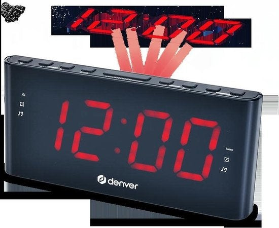 Denver Radio-réveil avec projection - Réveil numérique - Radio FM - Double alarme - CPR710 - Noir