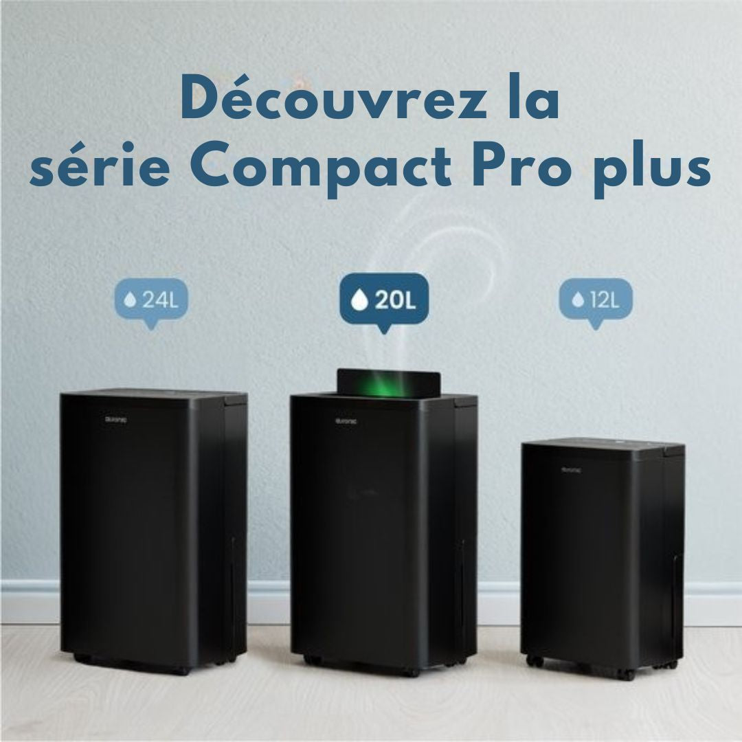 Déshumidificateur Auronic - Compact Pro Plus - 20L - Chambre à coucher, salle de bain, salon et bureau - d'intérieur - Noir