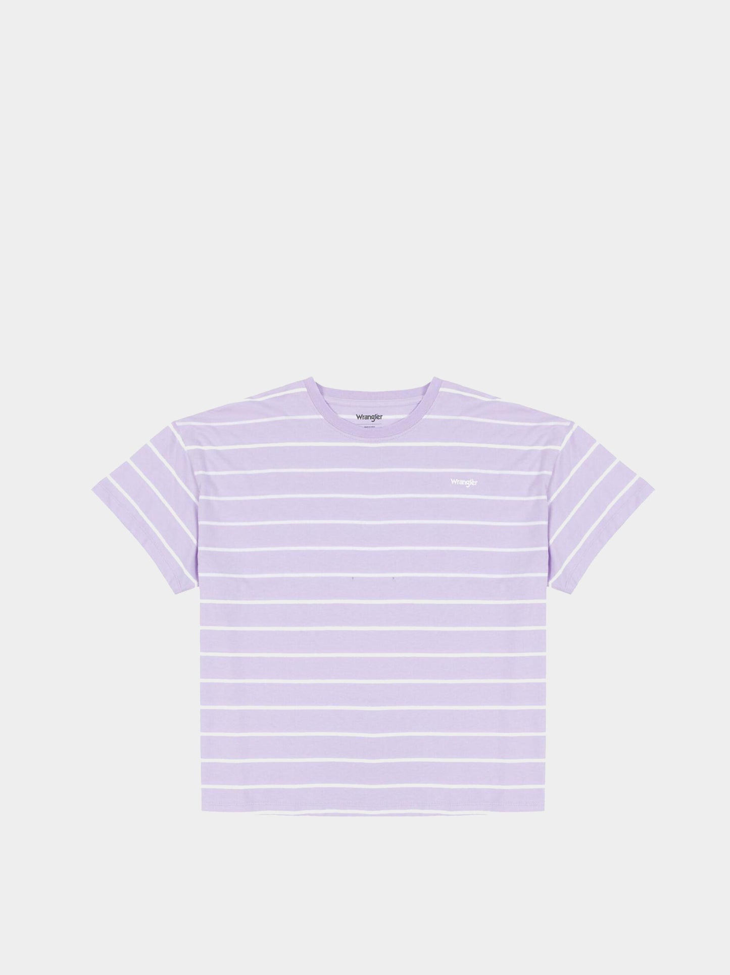 Wrangler T-shirt femme - rayé, coton, taille M, lavande/blanc - coupe oversize, longueur 62 cm, largeur 55 cm