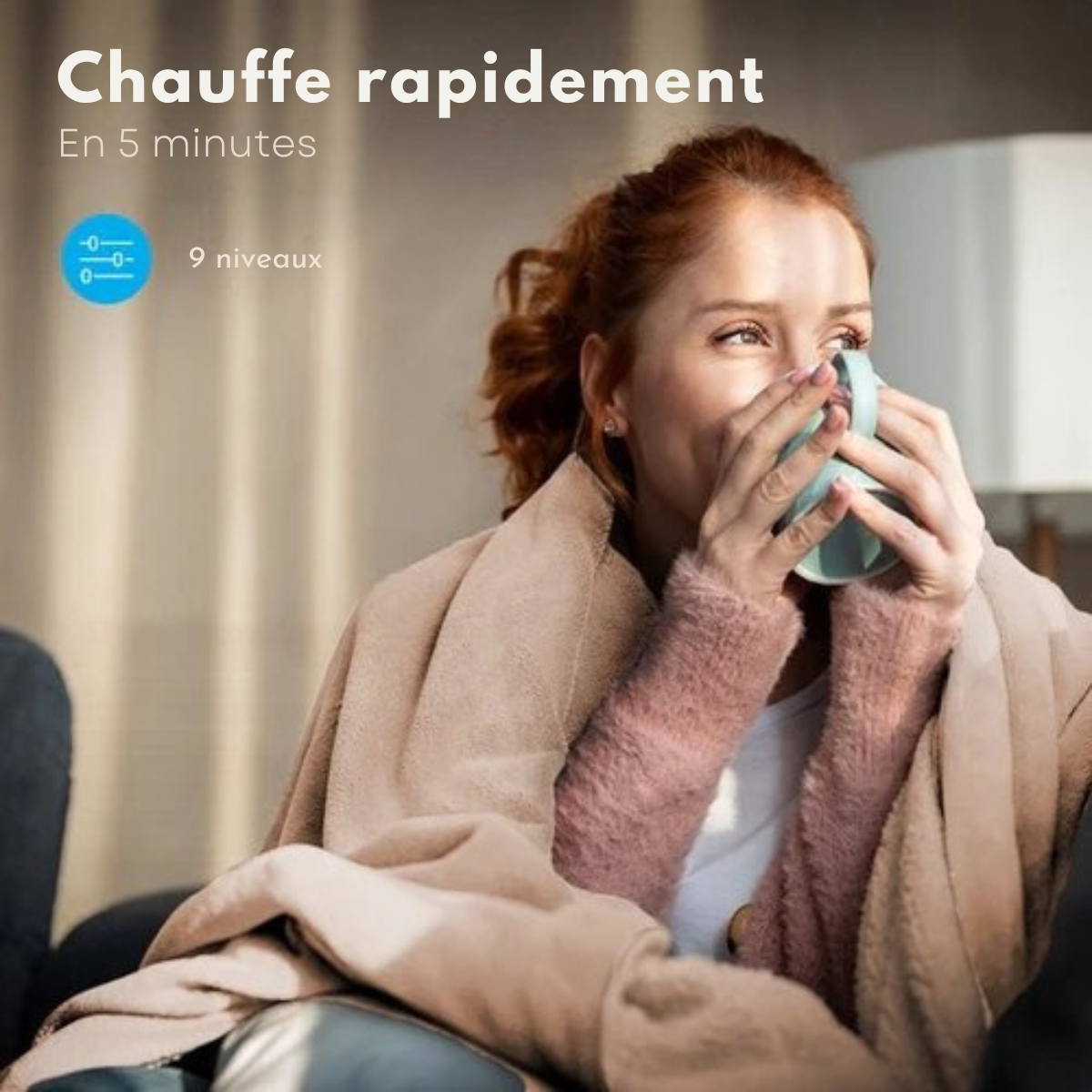 Couverture électrique Auronic - Couverture chauffante - 9 niveaux de chaleur - 1 personne - 160x120cm - Marron clair