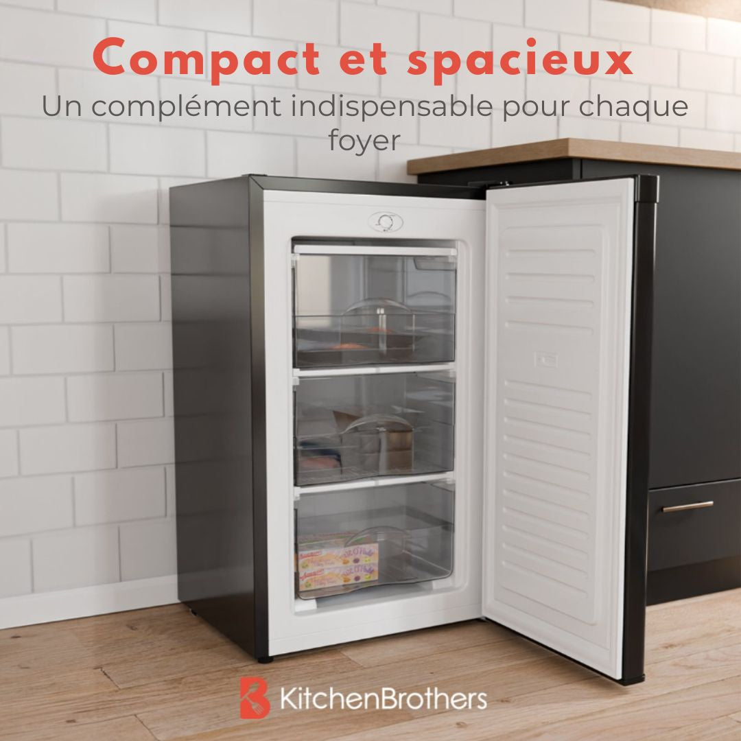 Congélateur KitchenBrothers - 64L - Compact - 3 tiroirs de congélation - Noir
