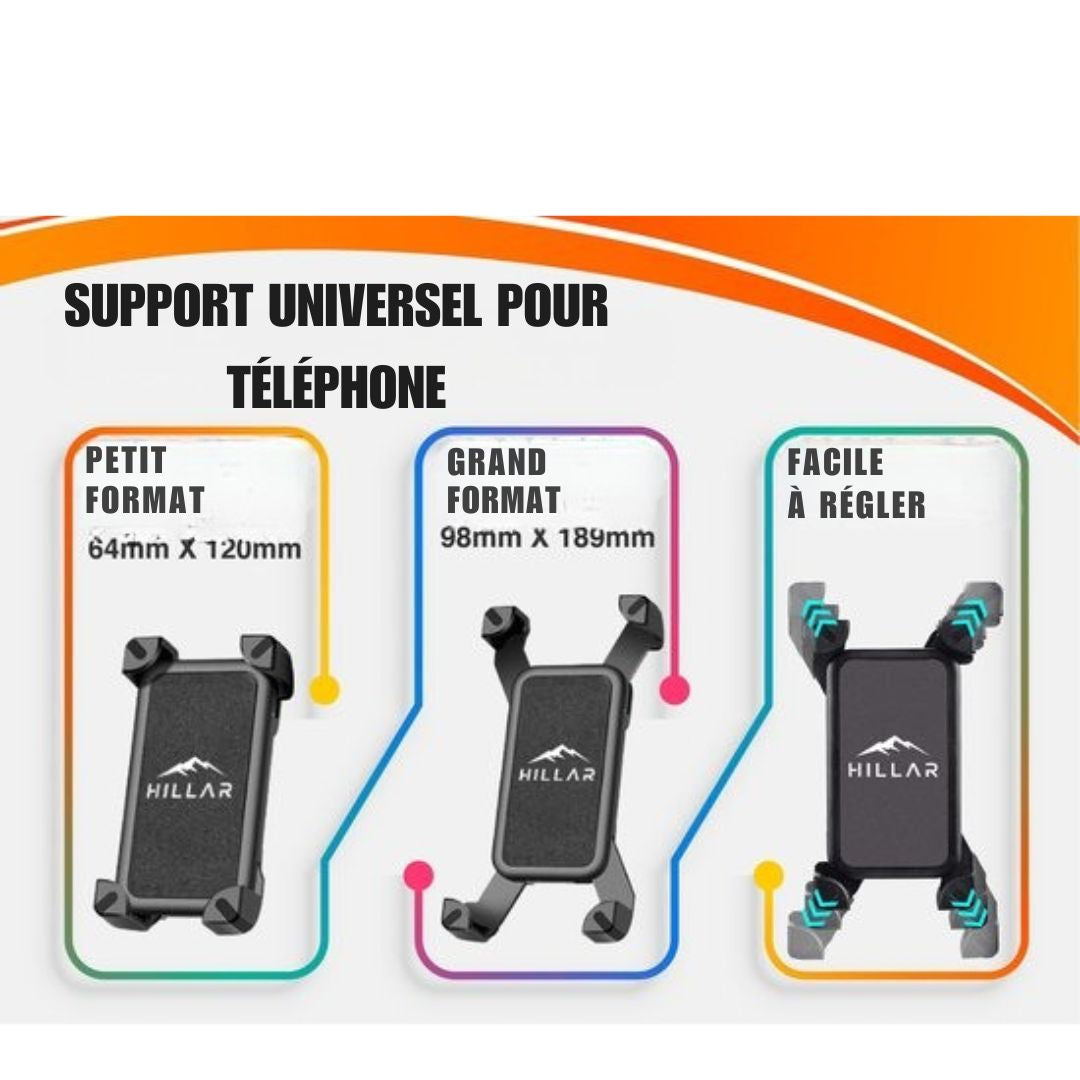 Support de téléphone pour vélo Hillar - Vélo - Moto - Scooter - Noir