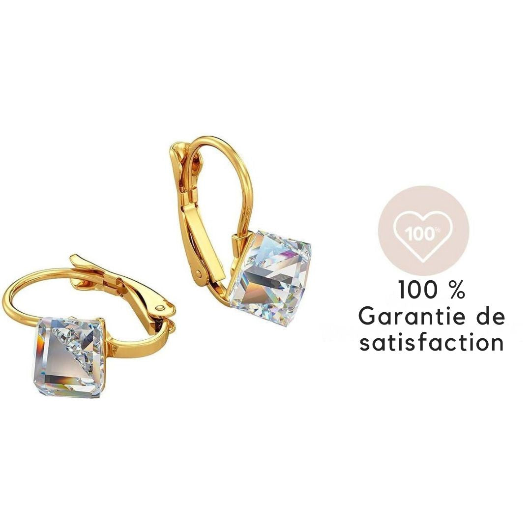 Boucles d'oreilles Yolora pour femmes - avec cristaux Kalpa Camaka - Plaquées or jaune 18 carats