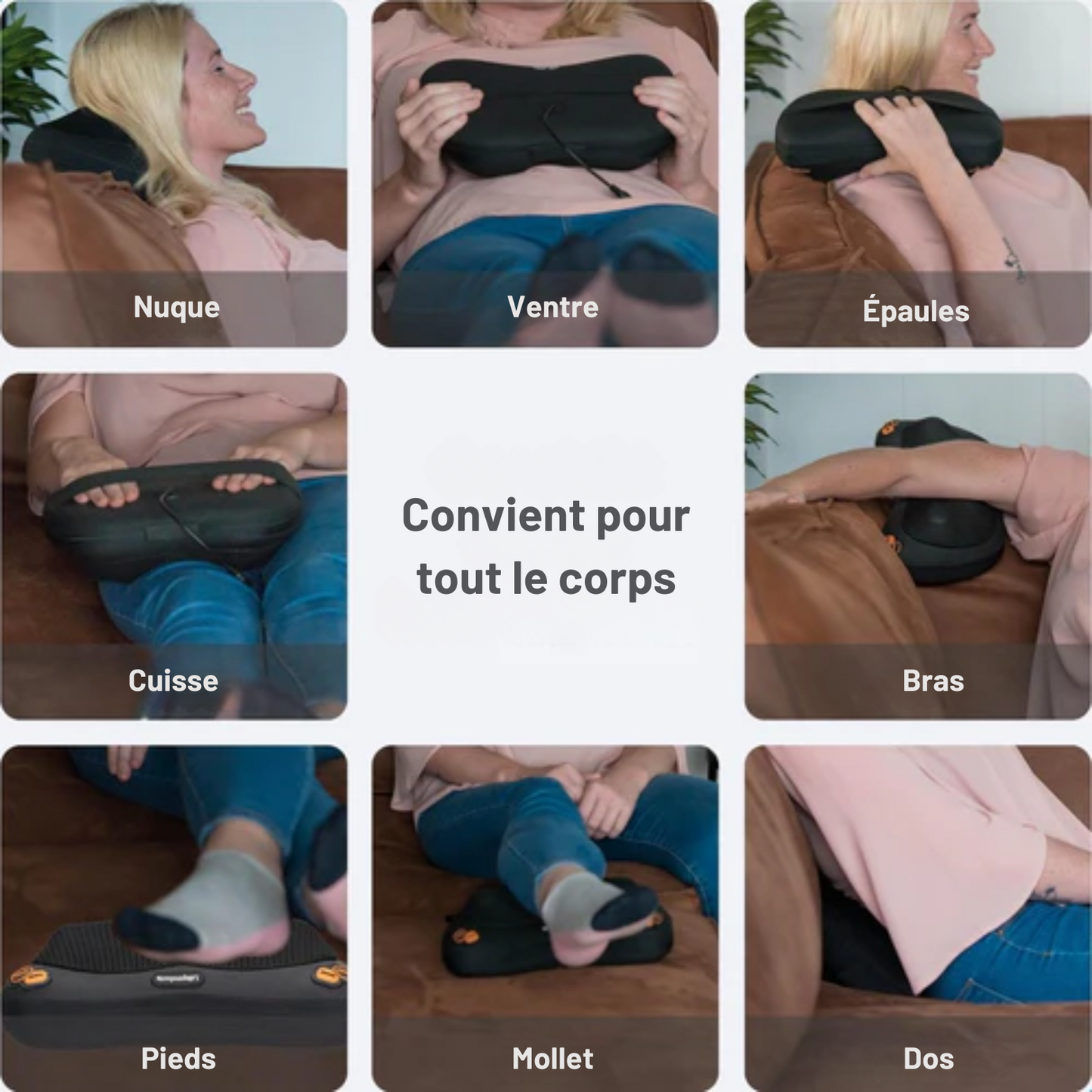 Coussin de massage Shiatsu - Lifeproducts - Rechargeable - Fonction chaleur - Noir