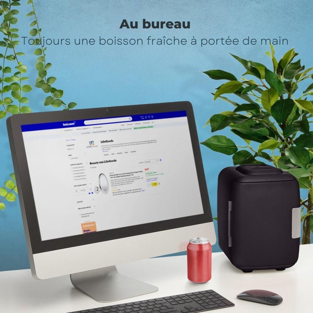 Mini réfrigérateur LifeGoods - 4 litres - Maquillage et Beauté Soins - 100/240V / 12V Car Plug - Noir