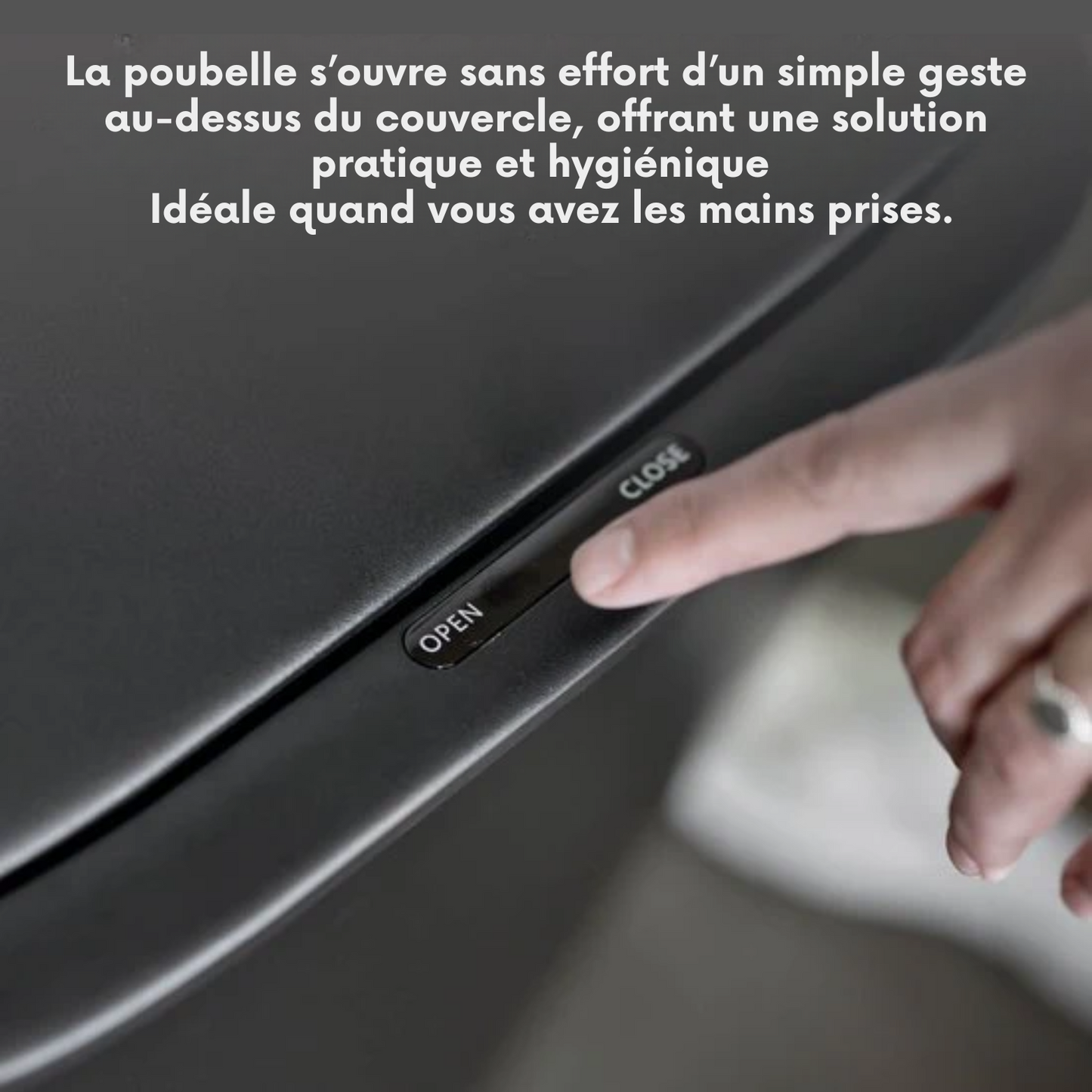 Poubelle - QLT No Less - Ouverture avec capteur - 55 litres - 42 x 28,5 x 62,5 cm - Noir