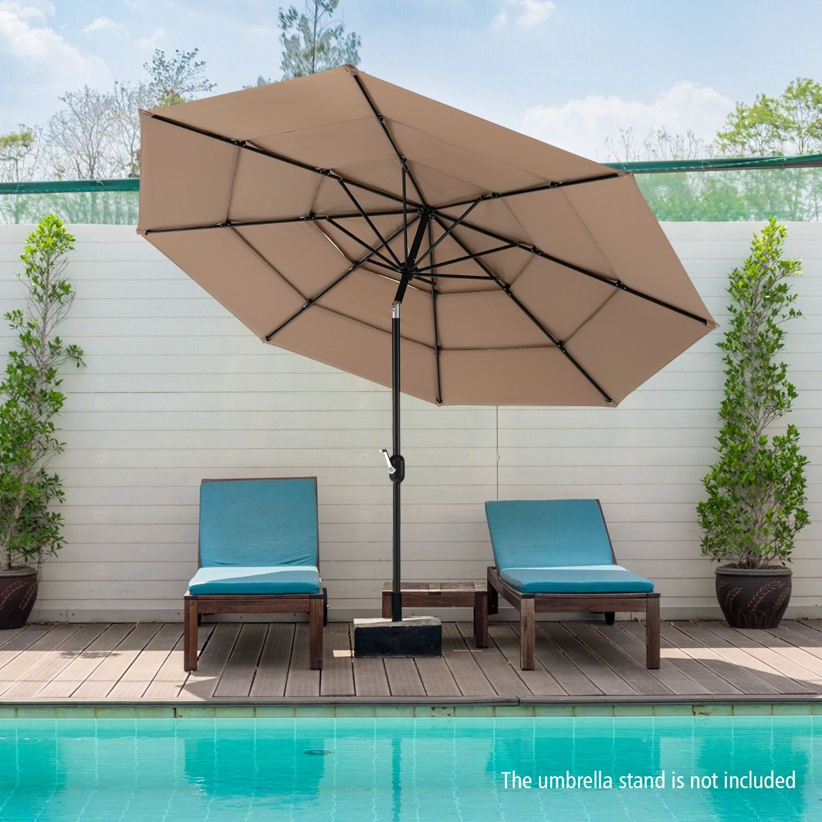 Parasol de jardin Coast - 300cm - Marron - Inclinable à 45 degrés