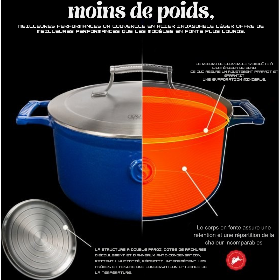 Cocotte en fonte - Saveur Selects - Ø25 cm - Sans PFAS - Compatible induction, gaz, électrique, céramique - Bleu