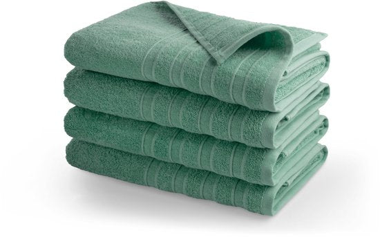 Serviettes DoubleLife XL 70 x 140 cm - Lot de 4 - 100 % coton, dont 50 % de coton recyclé - Certifiées GRS - Stone Green