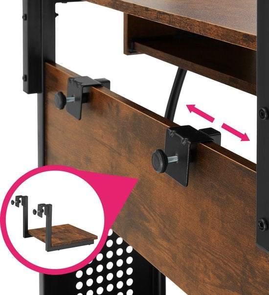 tectake - bureau mobile Fife 80 x 65,5 x 130,5cm - brun foncé industriel - 404726