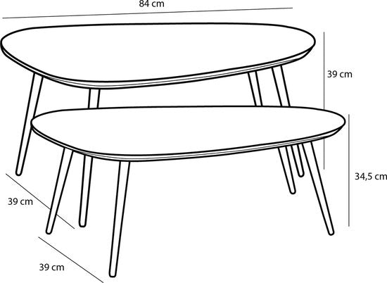 Mica Decorations Table d'appoint Jailey - Lot de 2 - L84 x L39 x H39 cm - Bois recyclé - Noir