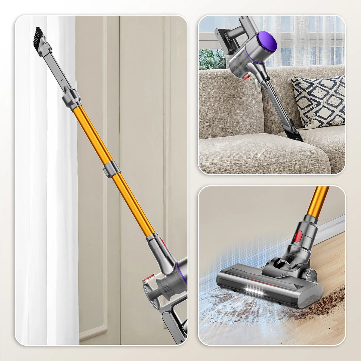 Aspirateur balai sans fil Daynee N850 – 45 000 Pa – Autonomie de 50 min – Noir et violet – Plastique