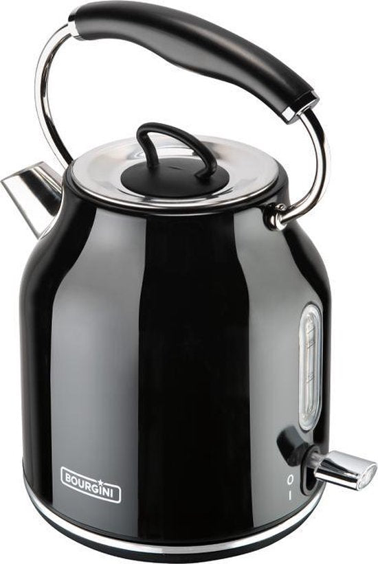 Bourgini Nostalgic Kettle Deluxe - Noir - Design rétro - 1.7L