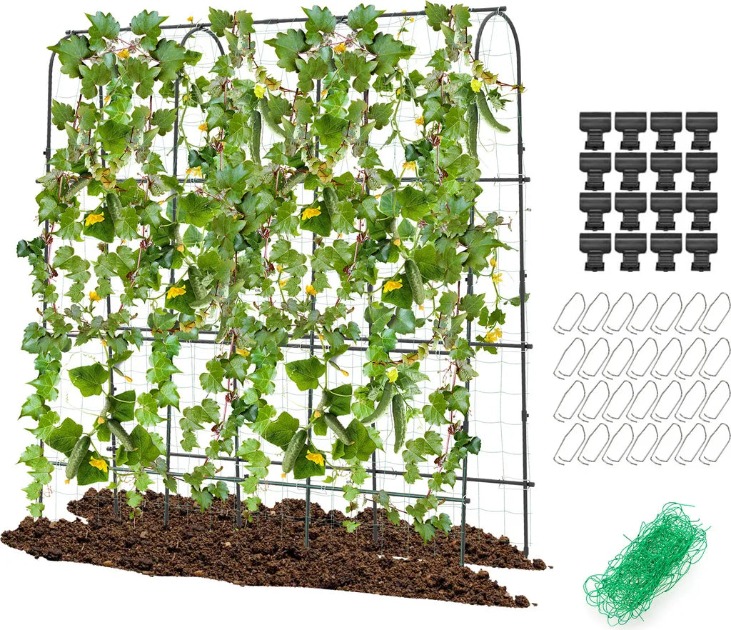 Coast Cucumber Rack Black - Support à plantes réglable avec filet - 179 x 32-65 x 180 cm