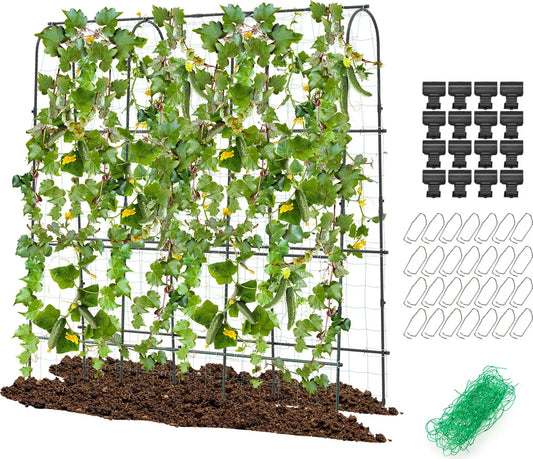 Coast Cucumber Rack Black - Support à plantes réglable avec filet - 179 x 32-65 x 180 cm