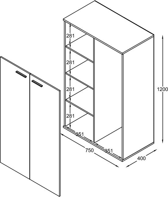 Armoire enfant - étagères et penderie - hauteur 120 cm
