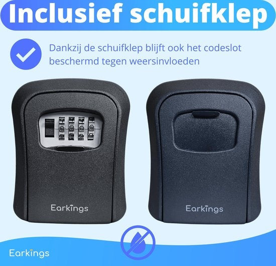 Coffre à clés - Coffre à clés avec code pour l'extérieur - Armoire à clés avec fixation murale - Earkings Coffre à clés avec serrure à combinaison noir