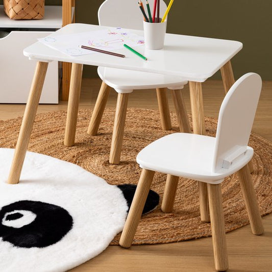 Ensemble Atmosphera Kids : table à dessin/table pour enfants + chaises pour enfants - 58 x 38 x 43 cm - Blanc
