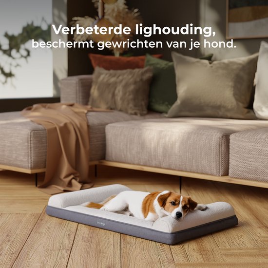 CozySense® Coussin orthopédique pour chien 100 X 70 cm - Taille XL - Imperméable - Convient comme coussin de banc et lit pour chien - Housse lavable - Blanc