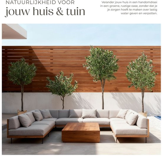 tectake® Olivier artificiel Oleand - Plante artificielle méditerranéenne avec feuilles et olives réalistes - Peu d'entretien et polyvalent - Pot de fleurs robuste inclus - Hauteur : 150 cm
