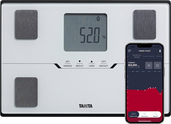 Pèse-personne intelligent avec analyse corporelle - Technologie japonaise - Pèse-personne numérique - avec application - Précis pour le suivi de la santé - TANITA® - BC-401 Blanc