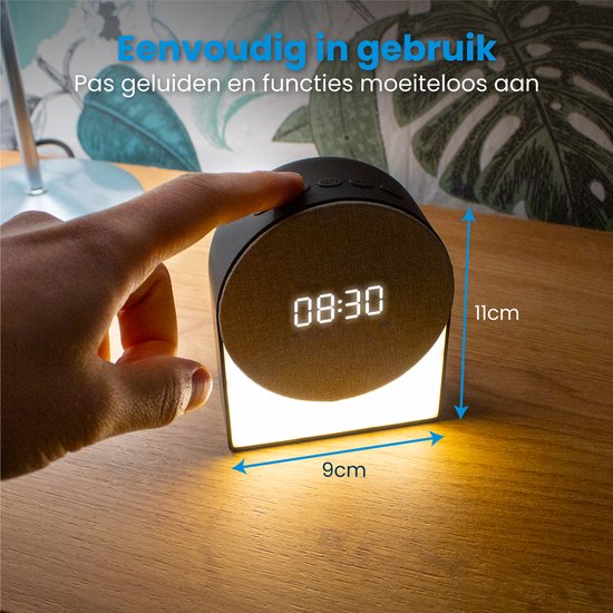 DreamCare Sleep Trainer - Réveil - Veilleuse - Machine à bruit blanc - 6 sons de sommeil et 6 sons de réveil