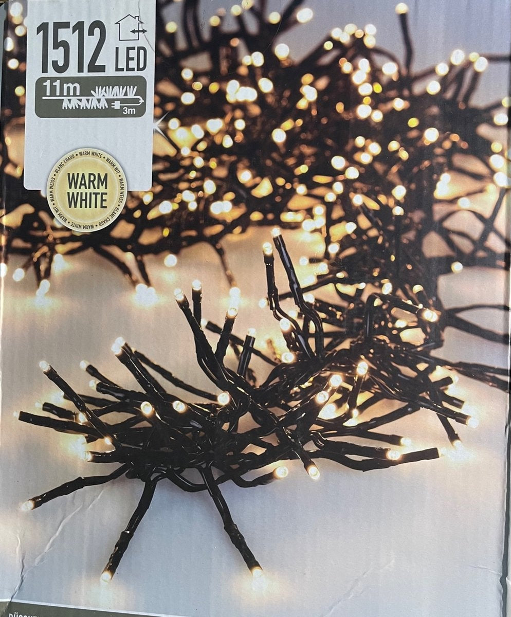 Guirlande de Noël - 11 mètres - microcluster - 1512LED - Pour l'intérieur ET l'extérieur
