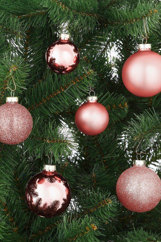Lot de boules de Noël Mica Decorations - 42 pièces - Ø 7 cm - Verre - Rose