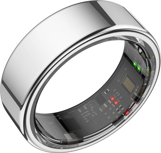 Focus® S1 Smart Ring - Argent - Taille 10 - Fréquence cardiaque - Cycle menstruel - Moniteur de sommeil - Anneau intelligent - Performance sportive - Podomètre - IP68 Waterproof - Mesure de l'O2 - Femmes - Hommes - Wearables - Étui de chargement - anneau