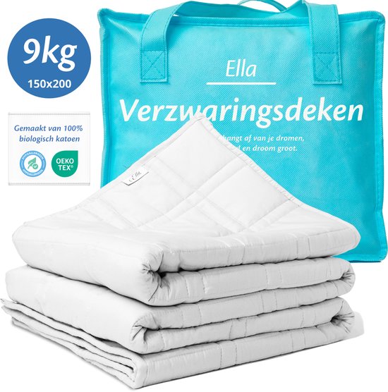 Couverture lestée Ella 9 kg - Couverture en coton OEKO-TEX 150 x 200cm - Couverture lestée - Blanc