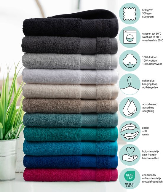 Gants de toilette DoubleDry Hotel 16 x 21 cm - Lot de 6 - 100% coton 500 g/m2 - Doux et absorbant - Blanc