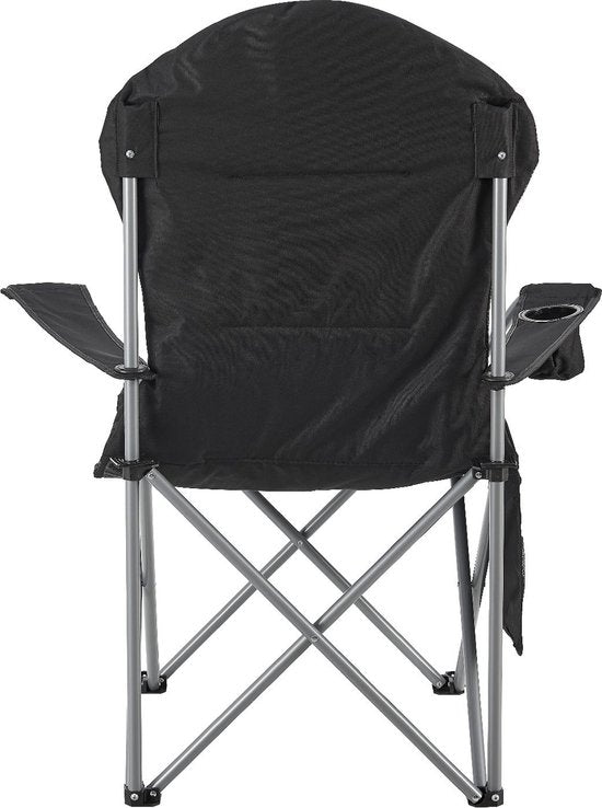 Chaise de camping / Chaise pliante Lido - Noir - Sac de rangement inclus