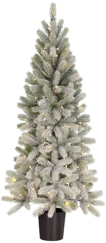 Black Box Trees Nagoya : sapin de Noël artificiel avec éclairage, H 120 x Ø 60 cm - Sapin de Noël aux branches enneigées - Sapin artificiel avec 212 brindilles de pin en PE - Modèle élancé, Ø 60 cm - Vert