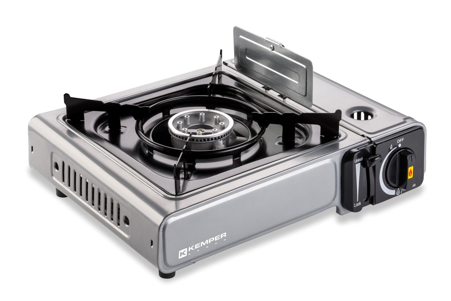 Cuisinière à gaz portable Kemper - 2200W - 33x29x8 cm - Gris