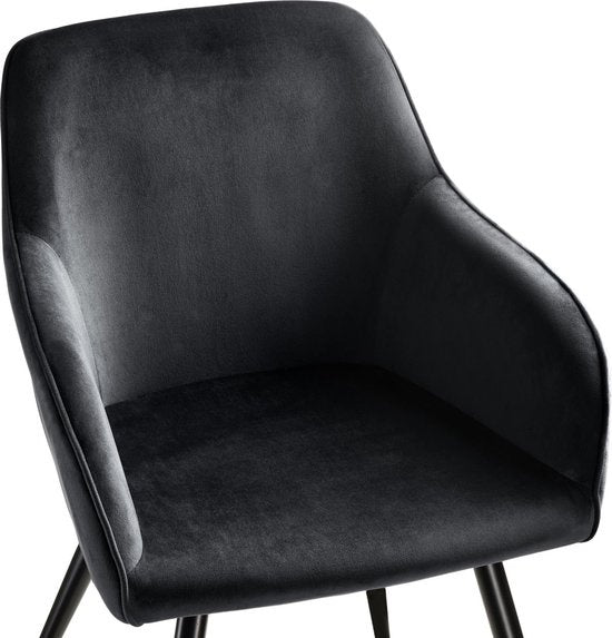 tectake® - Chaise - chaise de salle à manger - Marilyn aspect velours noir - 403663
