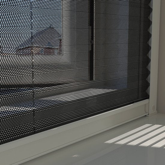 Livn plissehor raam Plus 100x155cm blanc - Convient pour les fenêtres et les lucarnes orientées vers l'extérieur - Montage sur le cadre - Largeur 35 cm raccourcissable, hauteur illimitée