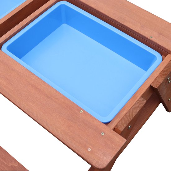 Table de pique-nique Sunny Dave « Zand & Water » en marron pour enfants - Table de pique-nique multifonctionnelle avec 2 bacs amovibles en plastique - Bois certifié FSC
