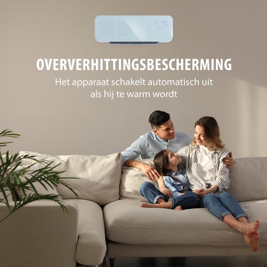 alpina Chauffage électrique et ventilateur - Chauffe-ventilateur avec Wifi - Convecteur mural 2000W - Ventilateur mural avec App Control - Thermostat réglable et fonction minuterie - Blanc